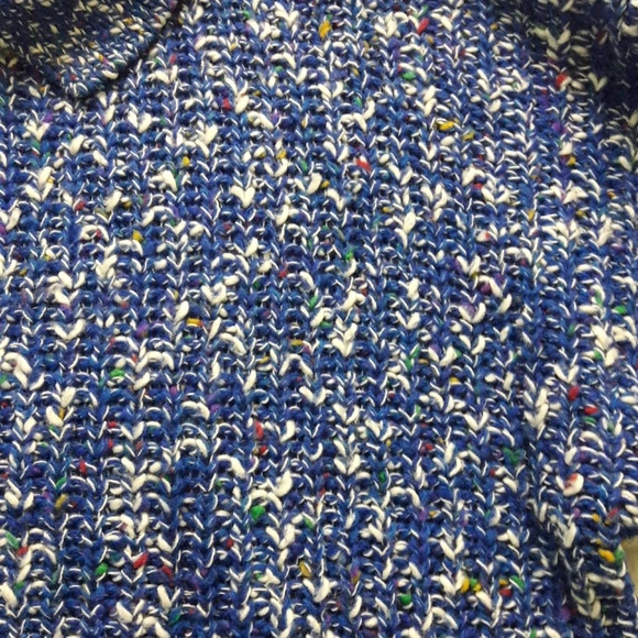 Vintage 80s Blue Marbled Sweater Mock neck Sz. M - Picture 2 of 7